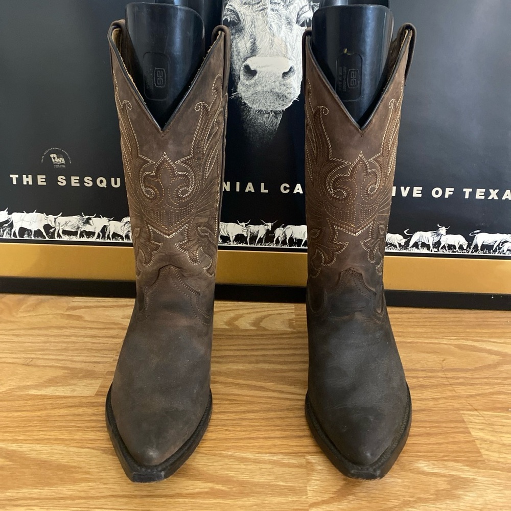 Grinders Brown Leather Slip On Snip Toe Western Cowboy Boots Men’s  7 Women’s 8